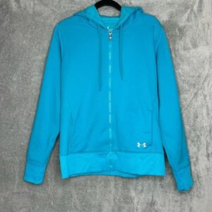 Under Armour UA Storm Large Jacket Hoodie Blue Solid Long Sleeve Full Zip Hooded